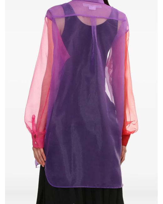Comme des Garçons Purple Colour-Block Sheer Shirt