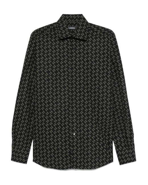 Karl Lagerfeld Black Patterned Cotton Shirt for men