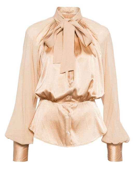 Ermanno Scervino Natural Puff-sleeves Buttoned Shirt