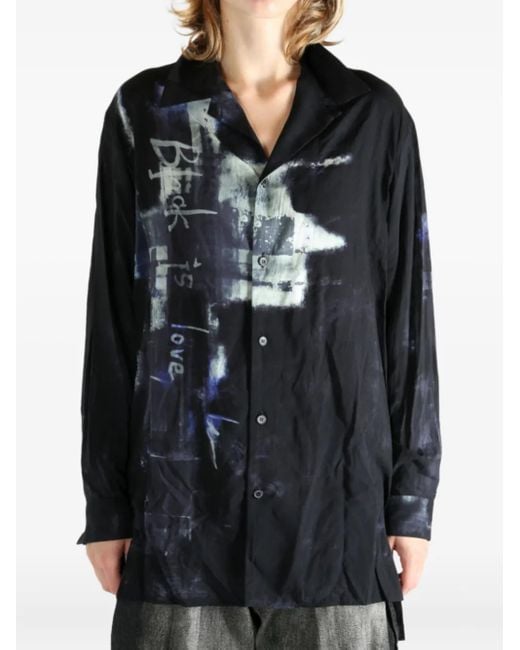 Y's Yohji Yamamoto Black Graphic-Print Shirt
