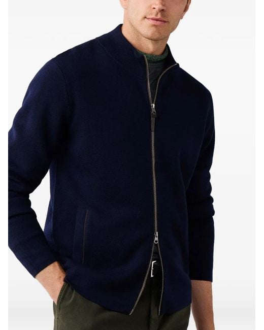 Hackett Blue Cardigan Milano En Laine Mérinos for men