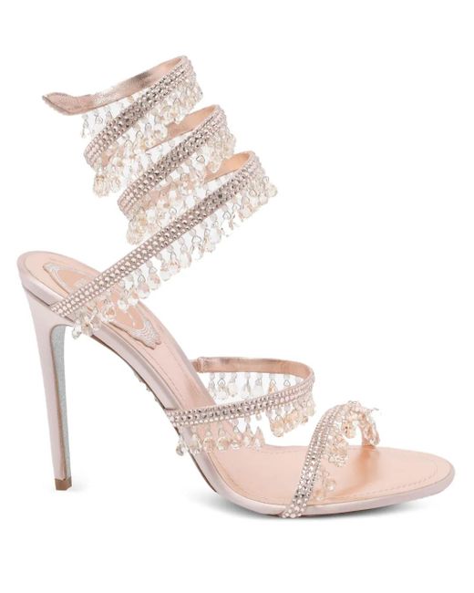 Rene Caovilla Pink 105Mm Crystal-Chandelier Heeled Sandals