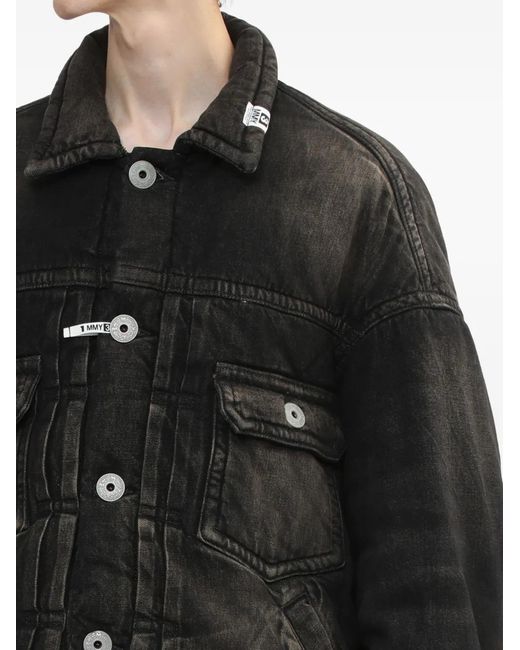Maison Mihara Yasuhiro Black Button-Fastening Padded Denim Jacket for men