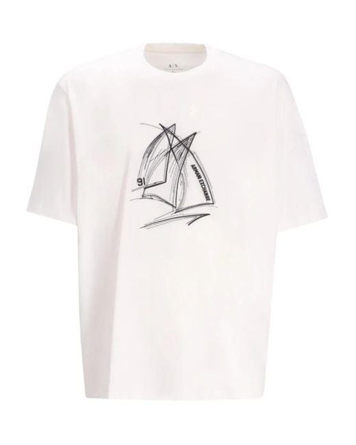 T-Shirt Con Stampa di ARMANI EXCHANGE in White da Uomo