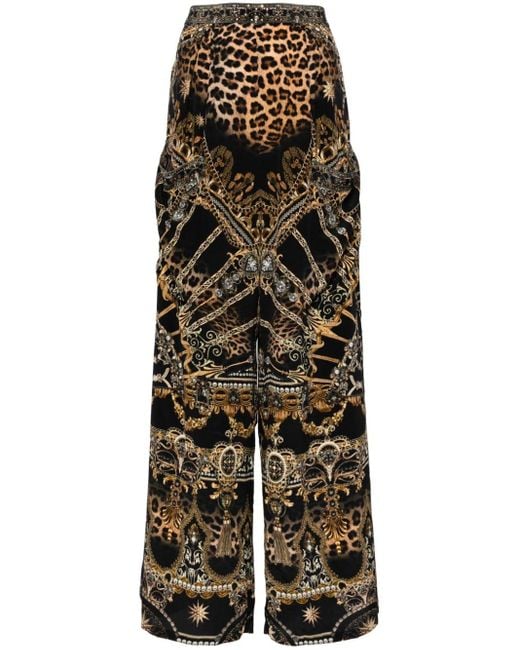 Camilla Multicolor Weite Hose mit Leoparden-Print