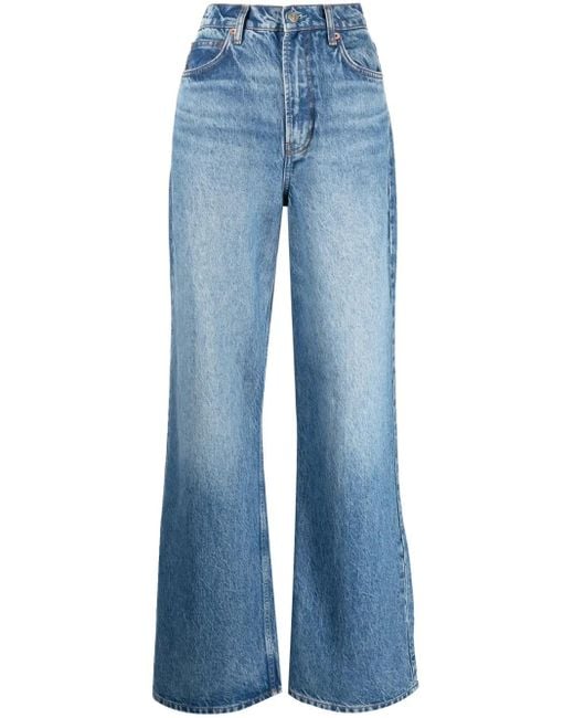 Reformation Blue Cary High-Rise Wide-Leg Jeans