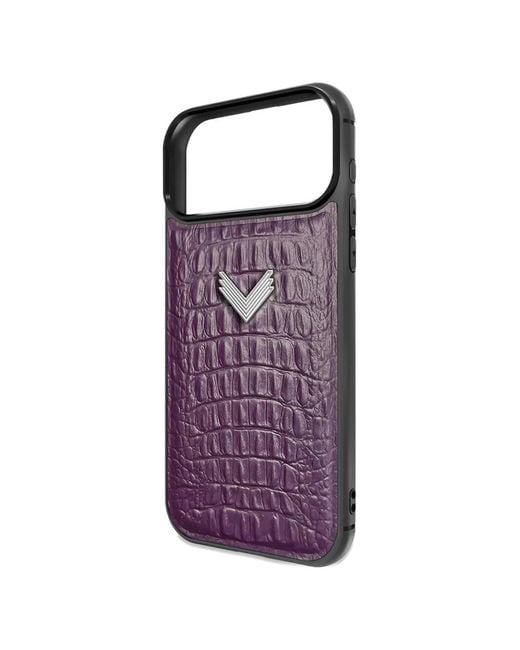 Velante Purple Alligator-Effect Leather Iphone 17 Pro Phone Case