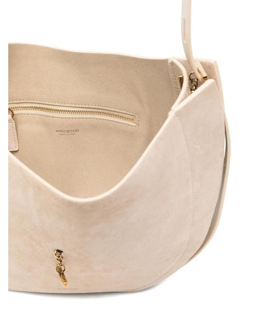 MINOBOSSI White Liz Suede Shoulder Bag
