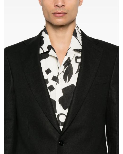Fursac Black Linen Blazer for men
