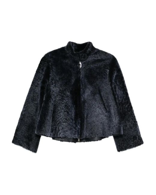 Manzoni 24 Blue Shearling Zip-Up Jacket