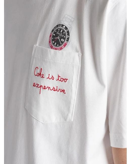 Mc2 Saint Barth White Embroidered-Pocket T-Shirt for men