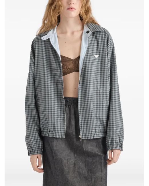 Prada Gray Checked Poplin Jacket