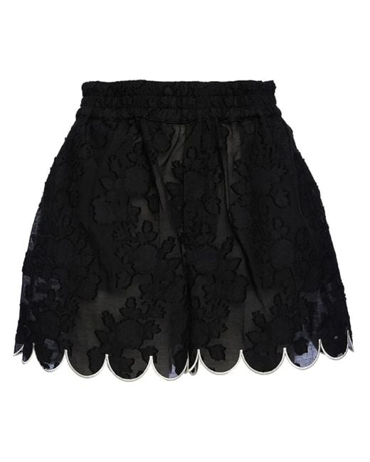 LaDoubleJ Black Floral Jacquard Shorts