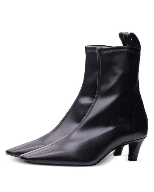Poche Paris Black Square-Toe Ankle Boots