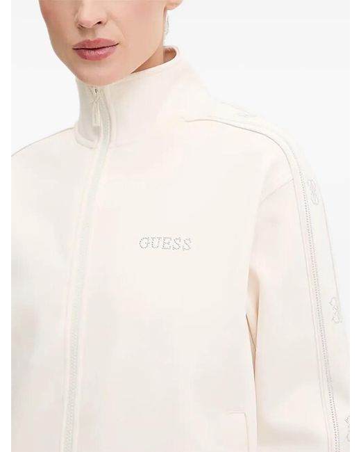 Guess White Octavia Logo Zip-Up Sweatshirt