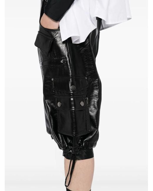 メンズ Martine Rose レザー ショートパンツ Black