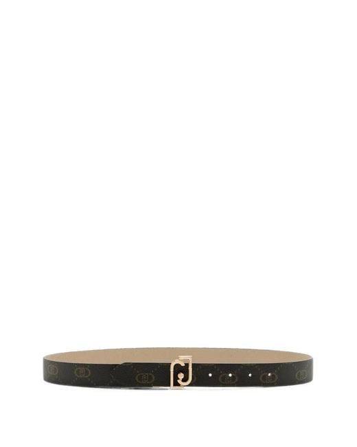 Liu Jo White Logo-Plaque Monogram-Pattern Belt