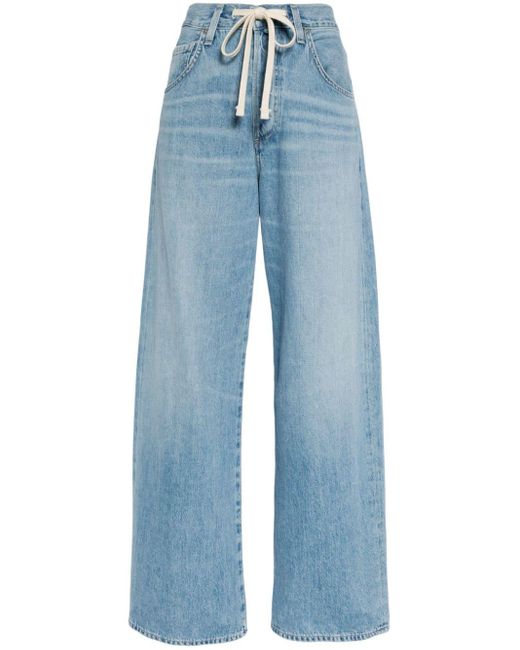 Citizens of Humanity Blue Brynn Drawstring-waist Cotton Jeans