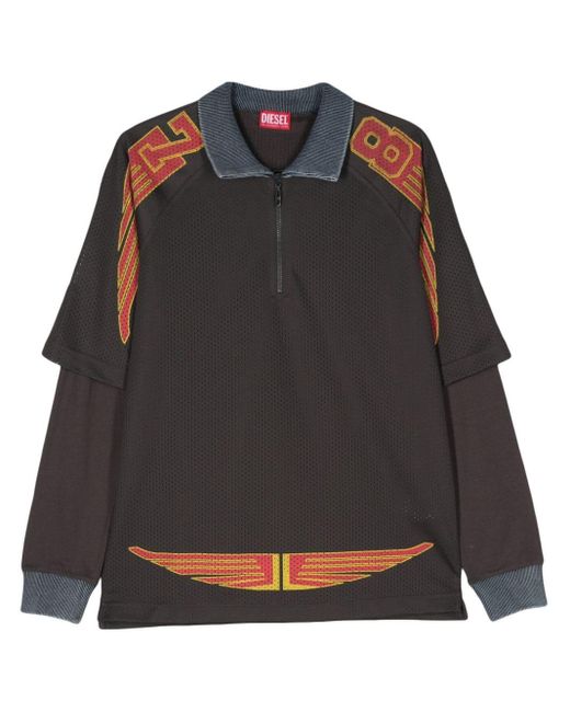 DIESEL Black T-mesher Logo-print Polo Shirt for men