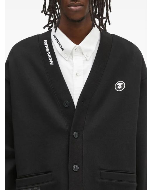 Aape By A Bathing Ape Black Moonface Logo Buttoned Cardigan for men