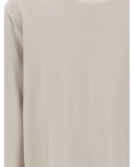 Kangra White Ribbed-Trim Crew-Neck Top