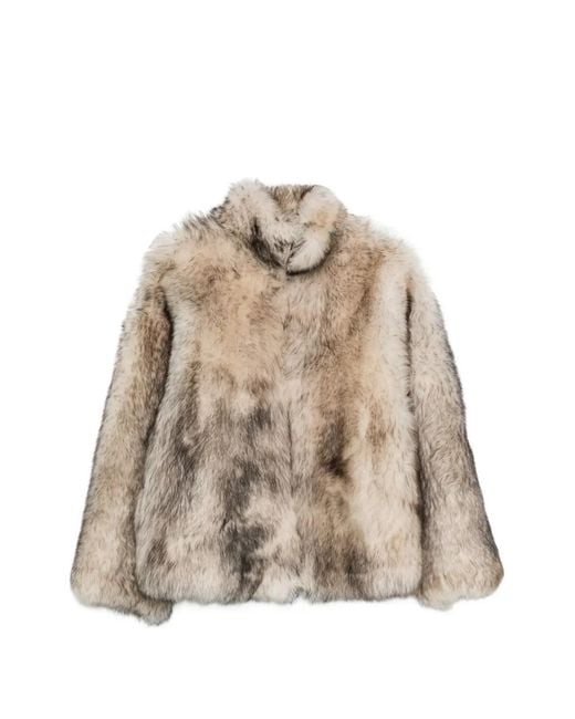 Salvatore Santoro Natural Zip-Up Faux-Fur Coat