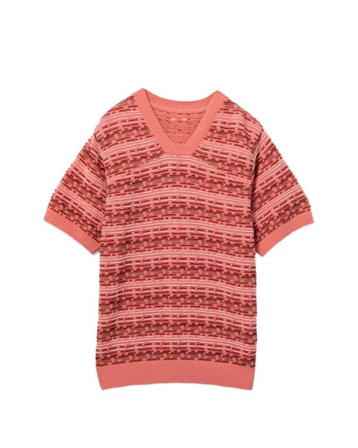 Adererror Red Patterned Short-Sleeves Top