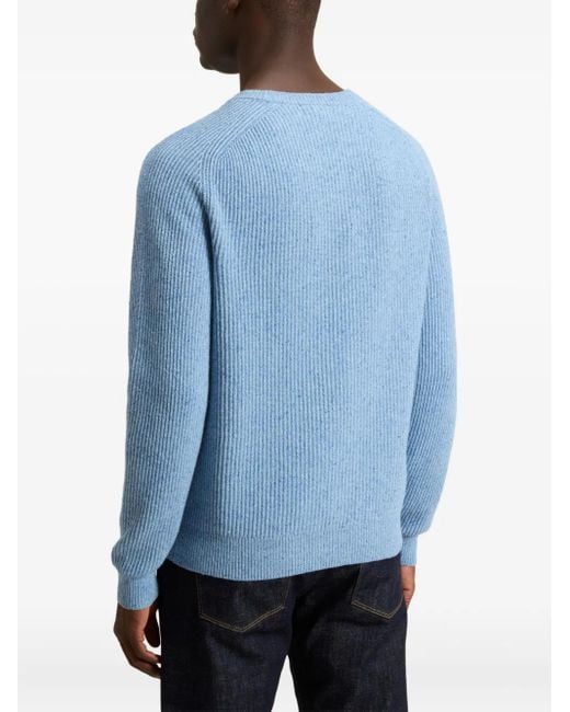Woolrich Blue Rib-Knit Crew-Neck Sweater for men