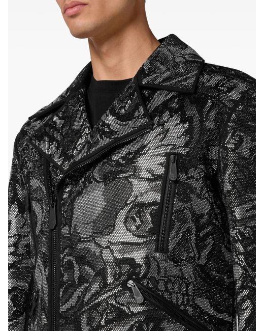 Philipp Plein Bikerjacke Mit Tattoo-Print in Black für Herren