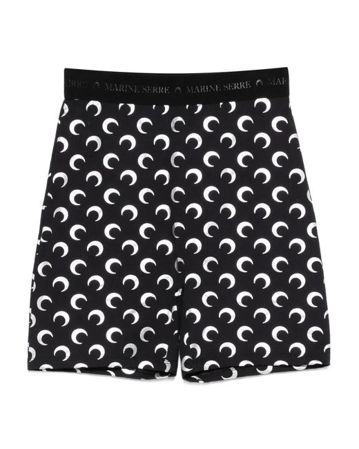 MARINE SERRE Black Moon-Printed Shorts