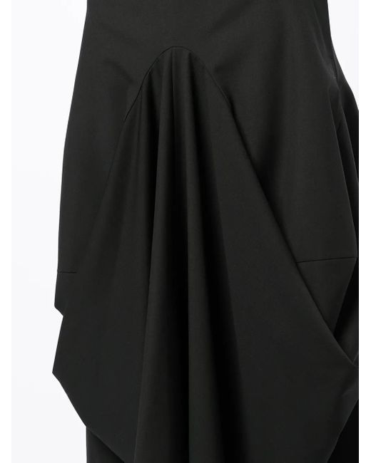 Goen.J Black Structured Draping Midi Skirt