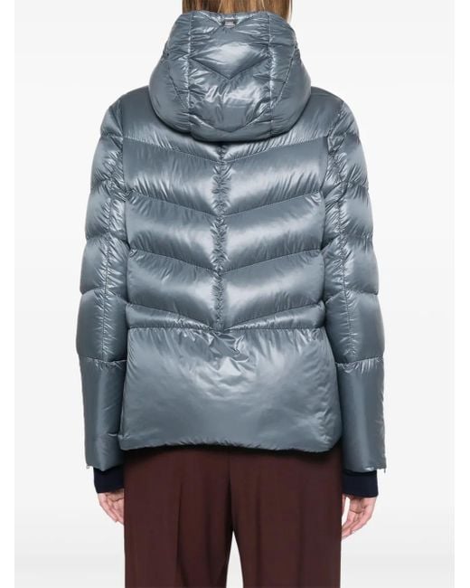 Herno Blue Hooded Puffer Coat