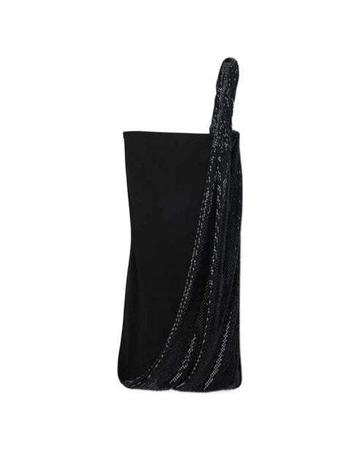 Alexander Wang Black Asymmetric Strapless Dress W/ Hotfix Twist Drape