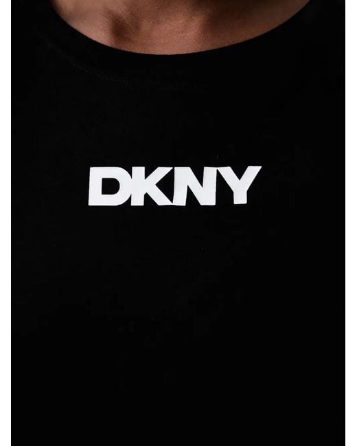Camisón Con Logo Estampado DKNY de color Black