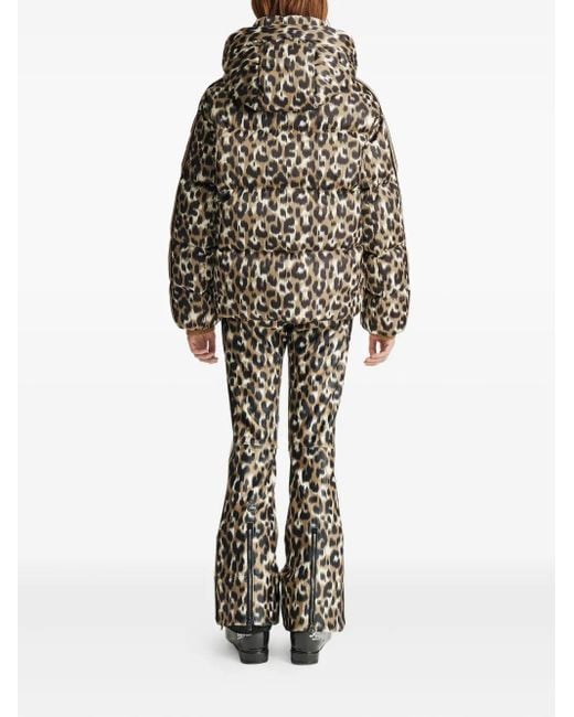 Fusalp Black Leopard-Print Quilted Ski Jacket