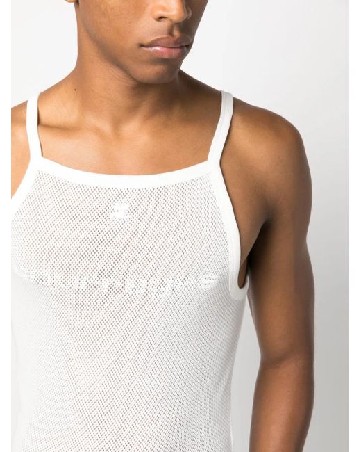 Courreges White Bumpy Contrast Mesh Tank Top for men