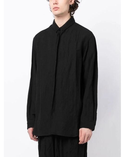Forme D'expression Black Button-Up Long-Sleeved Shirt for men