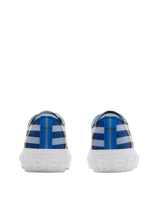 Burberry Blue Checked Sneakers for men