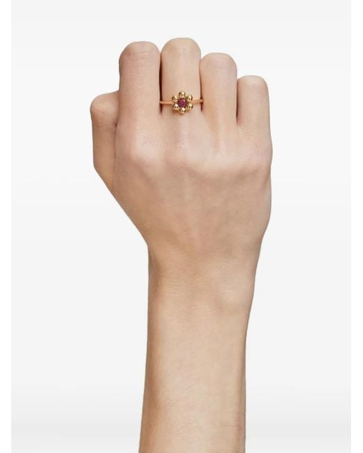 Tous Metallic Beaded Flower-Motif Ring