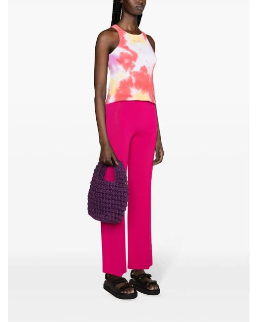 MSGM Pink Tie-Dye Ribbed Tank Top