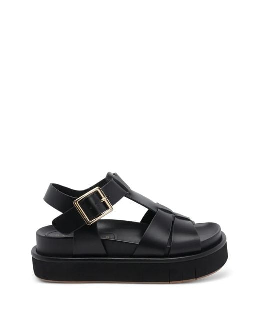 Paloma Barceló Black Dalia Open-Toe Sandals