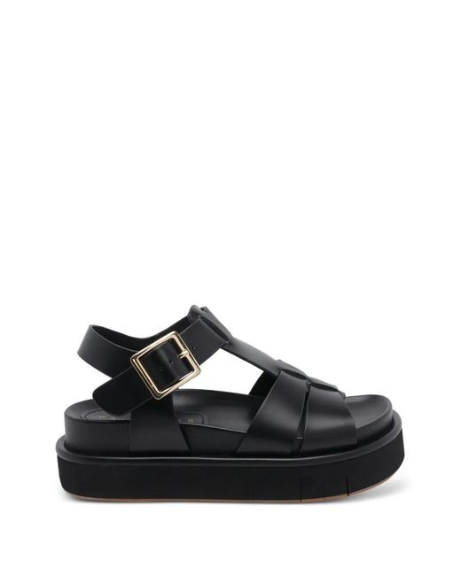 Paloma Barceló Black Dalia Open-Toe Sandals
