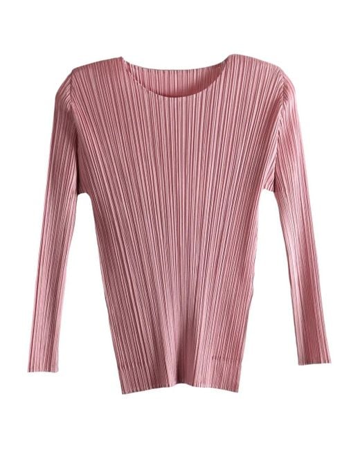 Pleats Please Issey Miyake Pleated Long-sleeve Top Pink