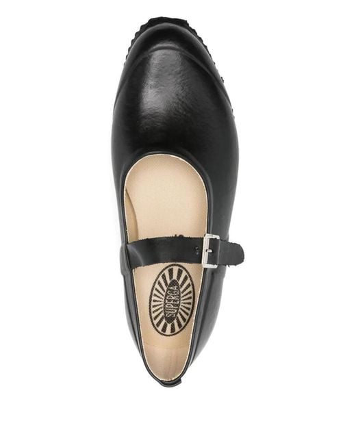 Superga Black Leather Ballet Flats
