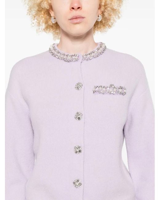 Self-Portrait Pink Cardigan With Crystals
