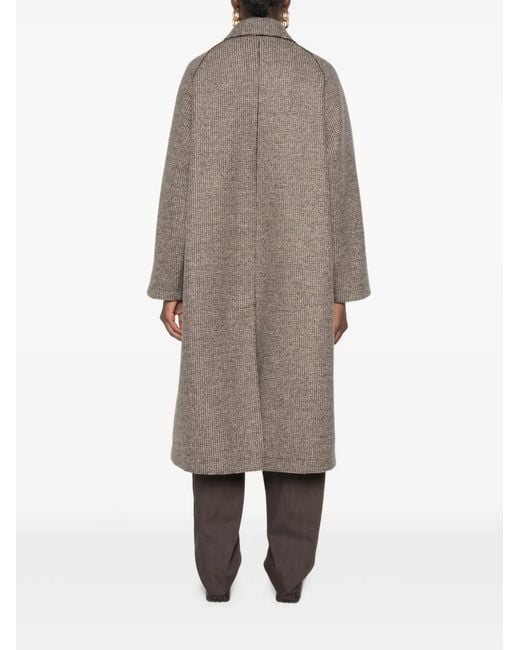 Harris Wharf London Gray Houndstooth-Pattern Single-Breasted Coat