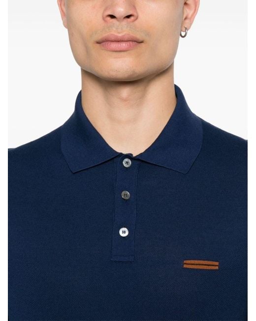 Zegna Poloshirt Met Borduurwerk in het Blue voor heren
