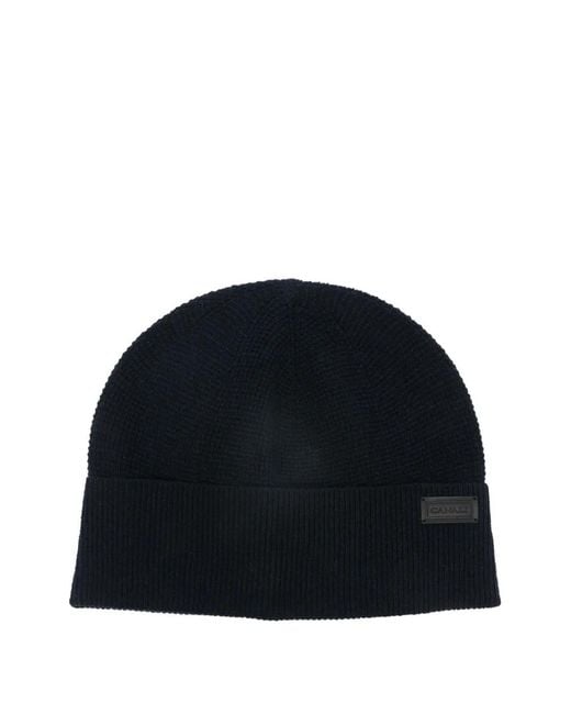 Canali Blue Logo-Patch Beanies for men