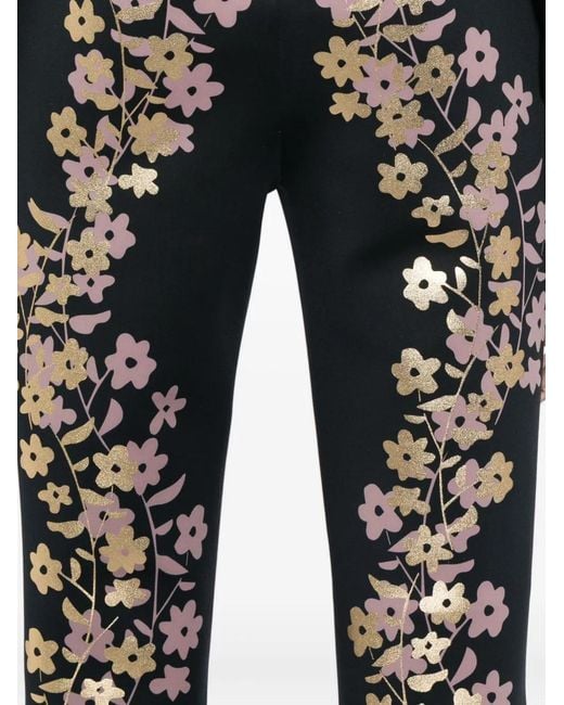 Cynthia Rowley Black Foil-Print Trousers