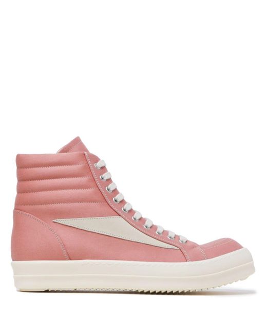 Rick Owens Pink High-top Canvas Sneakers for men